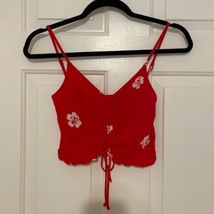 Red LA hearts crop top